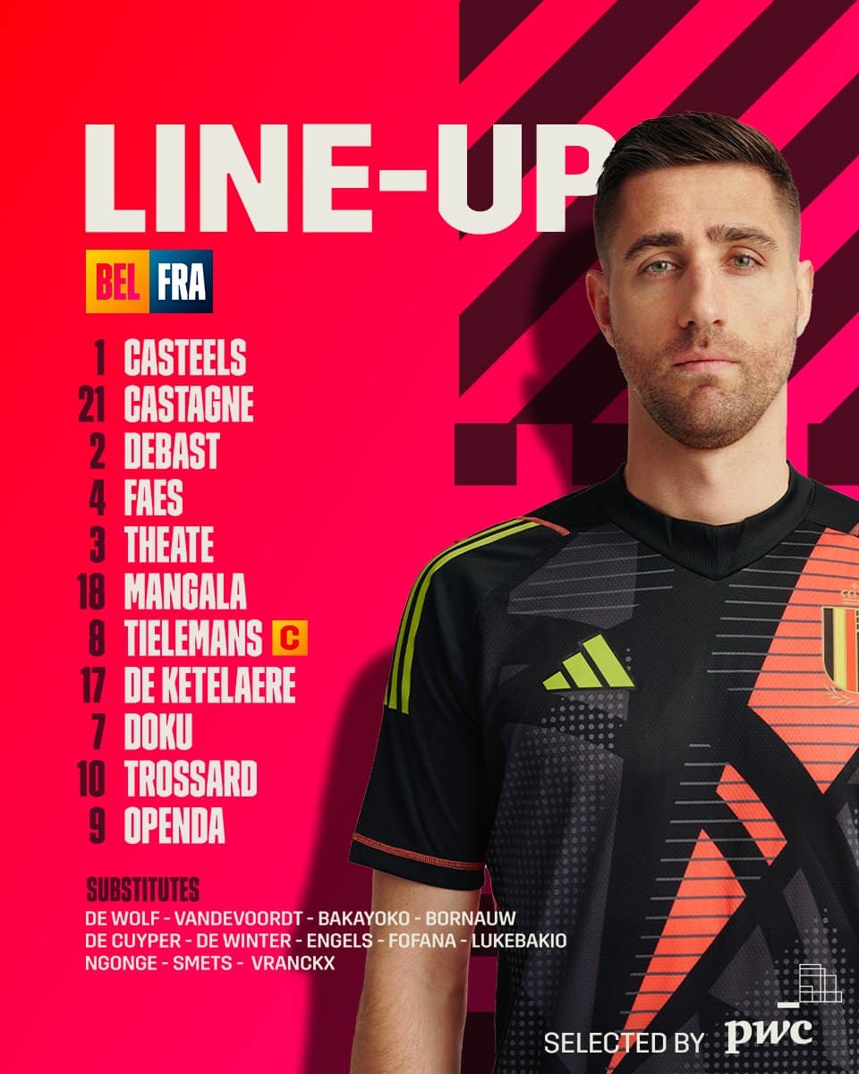 Listo el once de Bélgica para este lunes ante Francia.