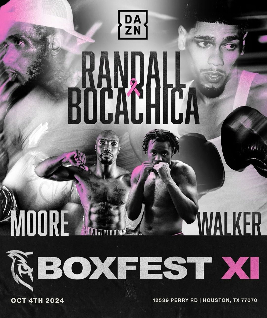 Quinton Randall se enfrenta a Janelson Bocachica como acto principal de un espectáculo de Red Owl Boxing en Houston.