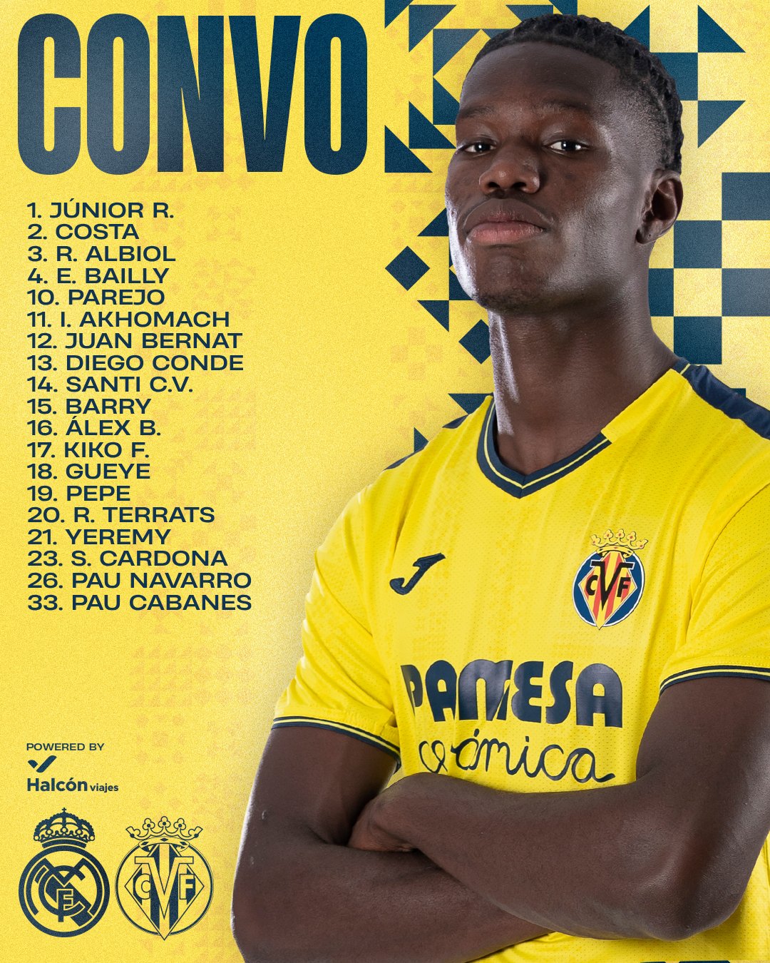 Lista la convocatoria del Villarreal para este sábado ante el Real Madrid.