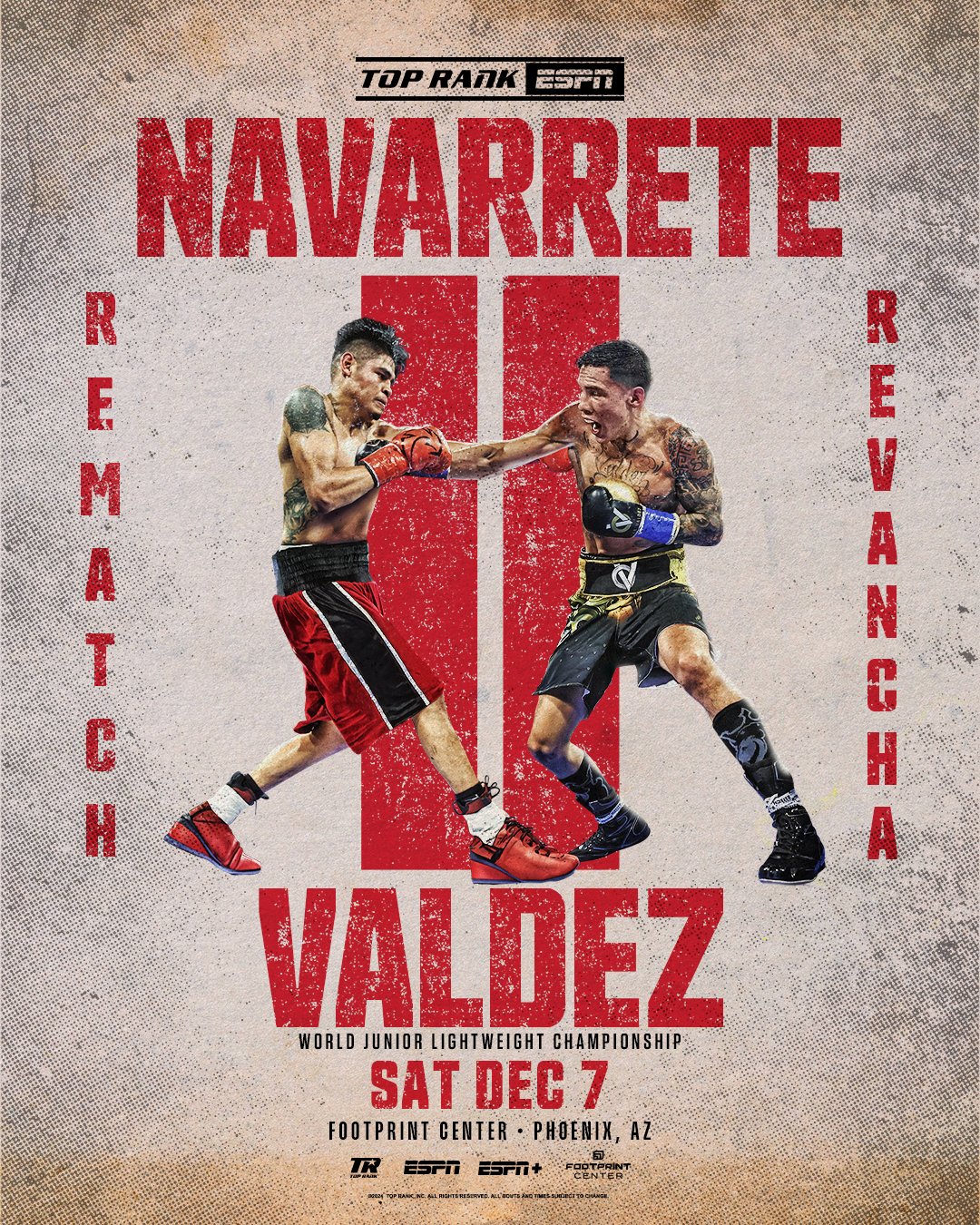 Oficial: Navarrete vs Valdez y Espinoza vs Ramírez el 7/12.