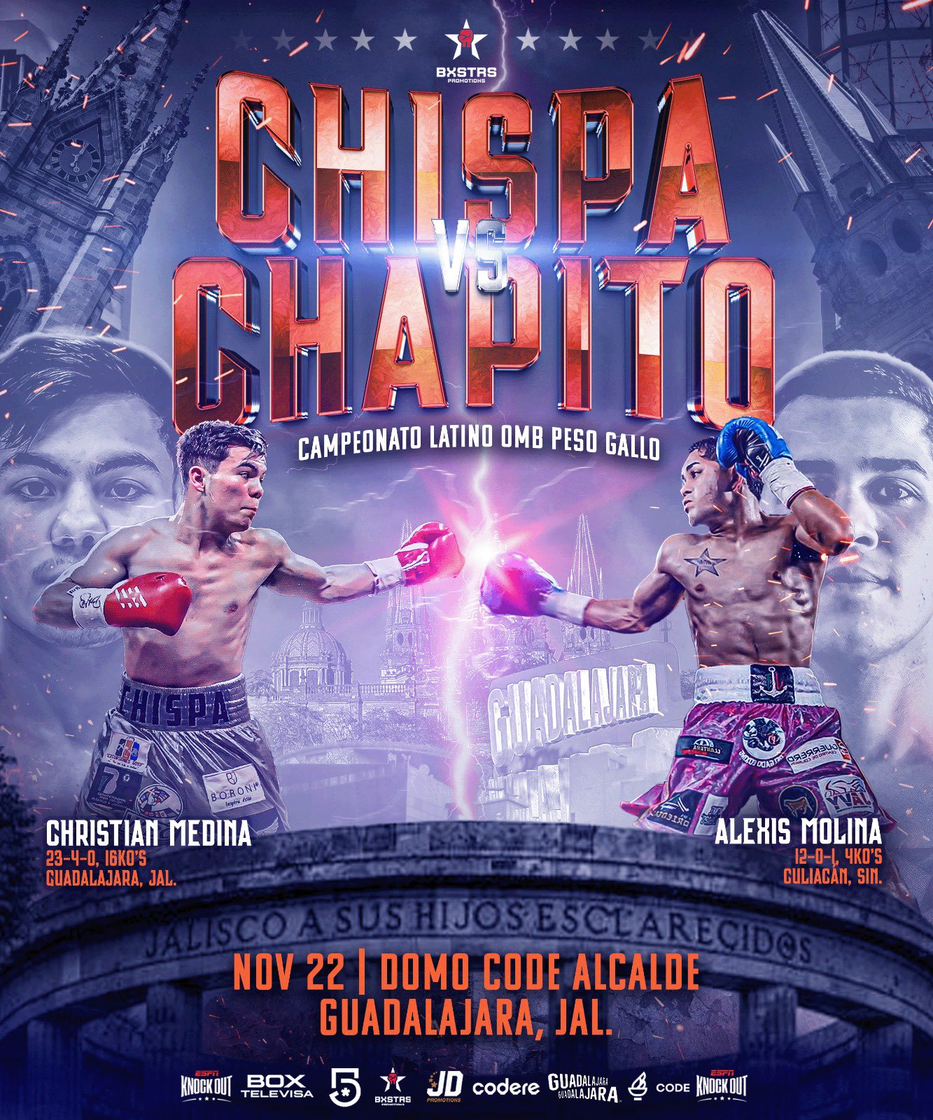 “Chispa” Medina vs 'Chapito' Molina este mes de noviembre en Guadalajara.