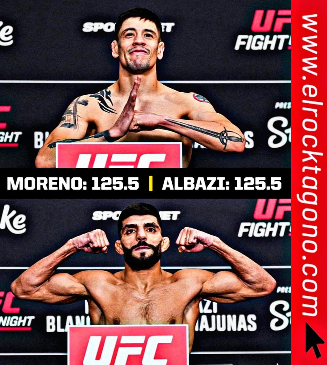 Tanto Brandon Moreno como Amir Albazi marcaron 125,5 libras para hacer oficial la estelar. Erin Blanchfield (125,5) y Rose Namajunas (125) también cumplieron.