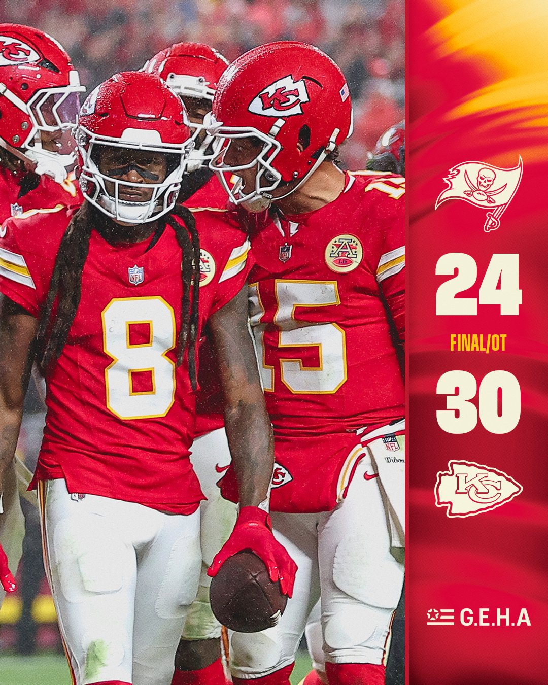 Chiefs ganan en tiempo extra ante Tampa Bay.