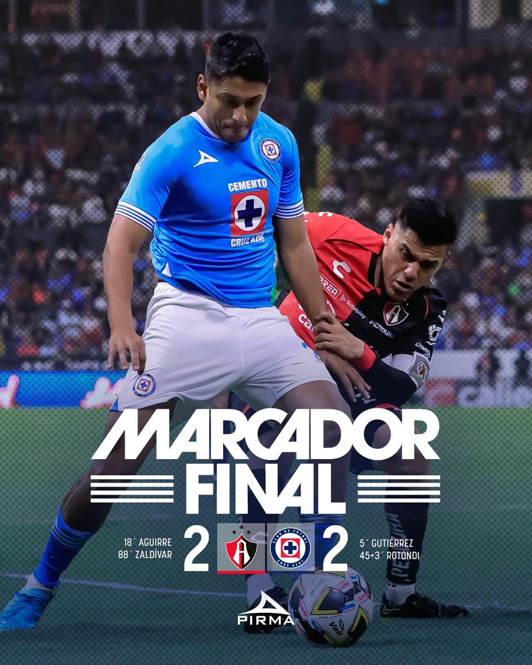 Cruz Azul empata ante Atlas en la jornada 16 del AP2024.