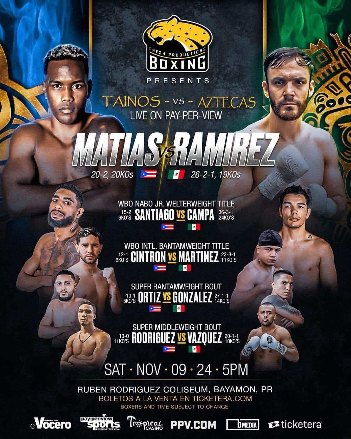 Subriel Matías vs Roberto Ramírez, este sábado en pelea estelar en puerto Rico.