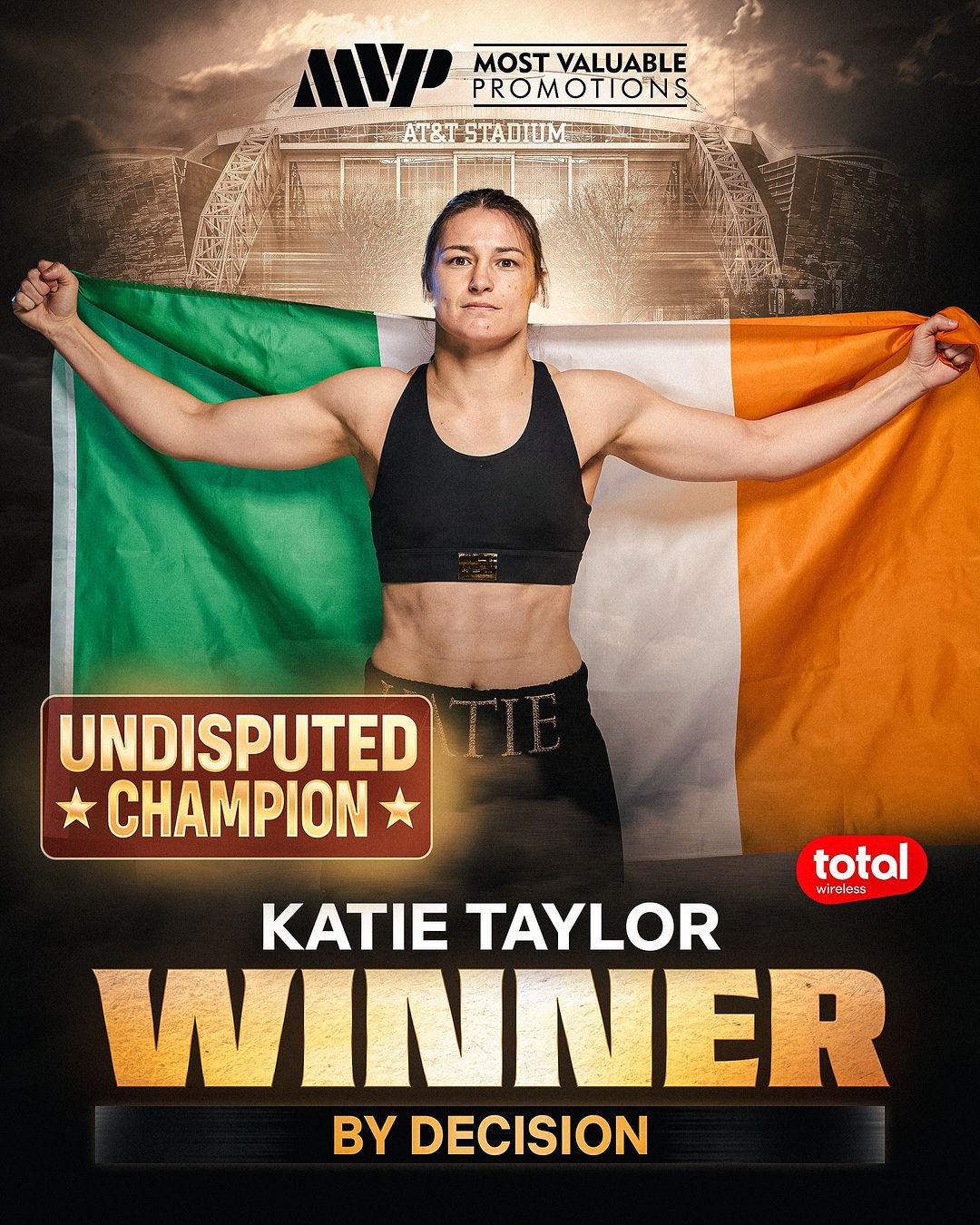 Katie Taylor es la campeona Mundial Indiscutible de Peso Superligero por Decisión Unánime.