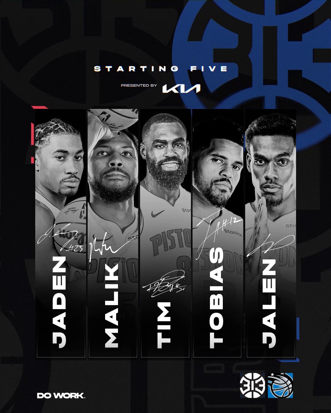 Quinteto titular de los Detroit Pistons de esta temporada.