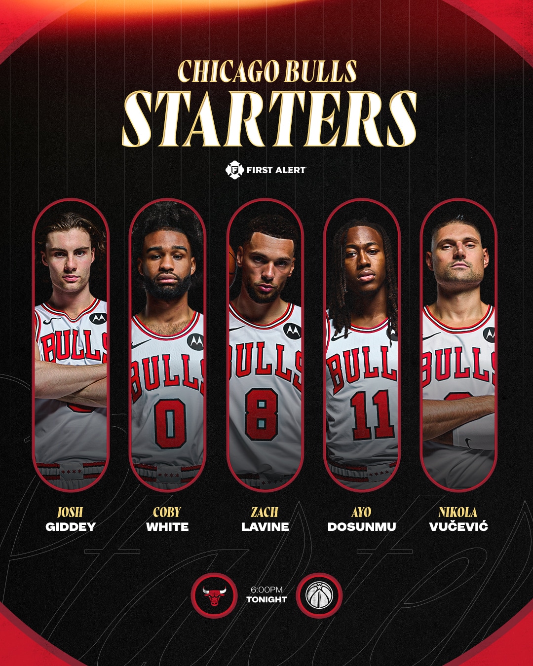 Quinteto titular de los Chicago Bulls de esta temporada.