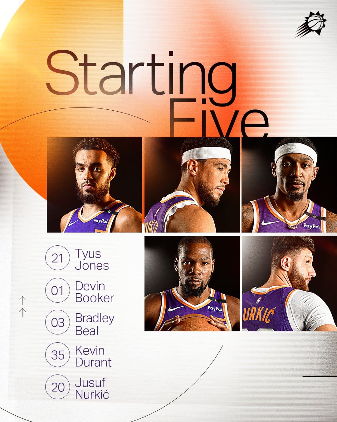 Quinteto titular de los Phoenix Suns de esta temporada.