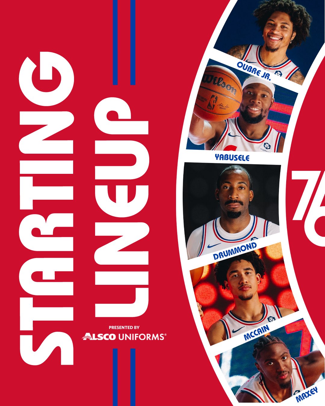 Quinteto titular de los 76ers en esta temporada de la NBA.