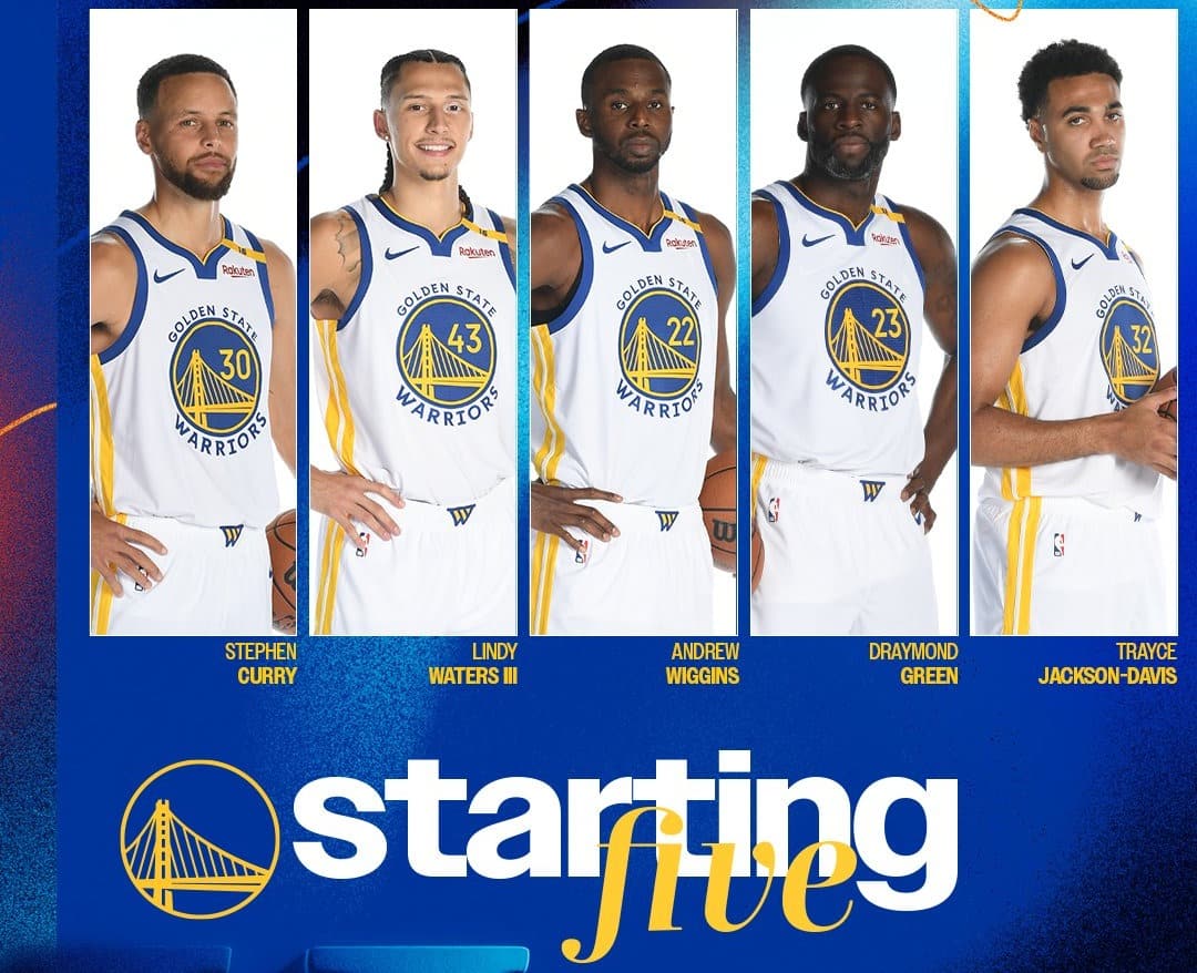 Quinteto oficial de los Warriors para el juego del viernes.