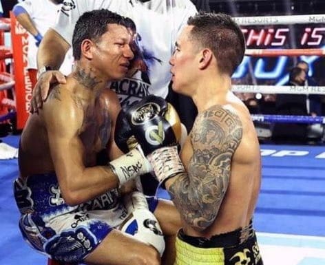 Oscar Valdez tras noquear a Miguel Berchelt.