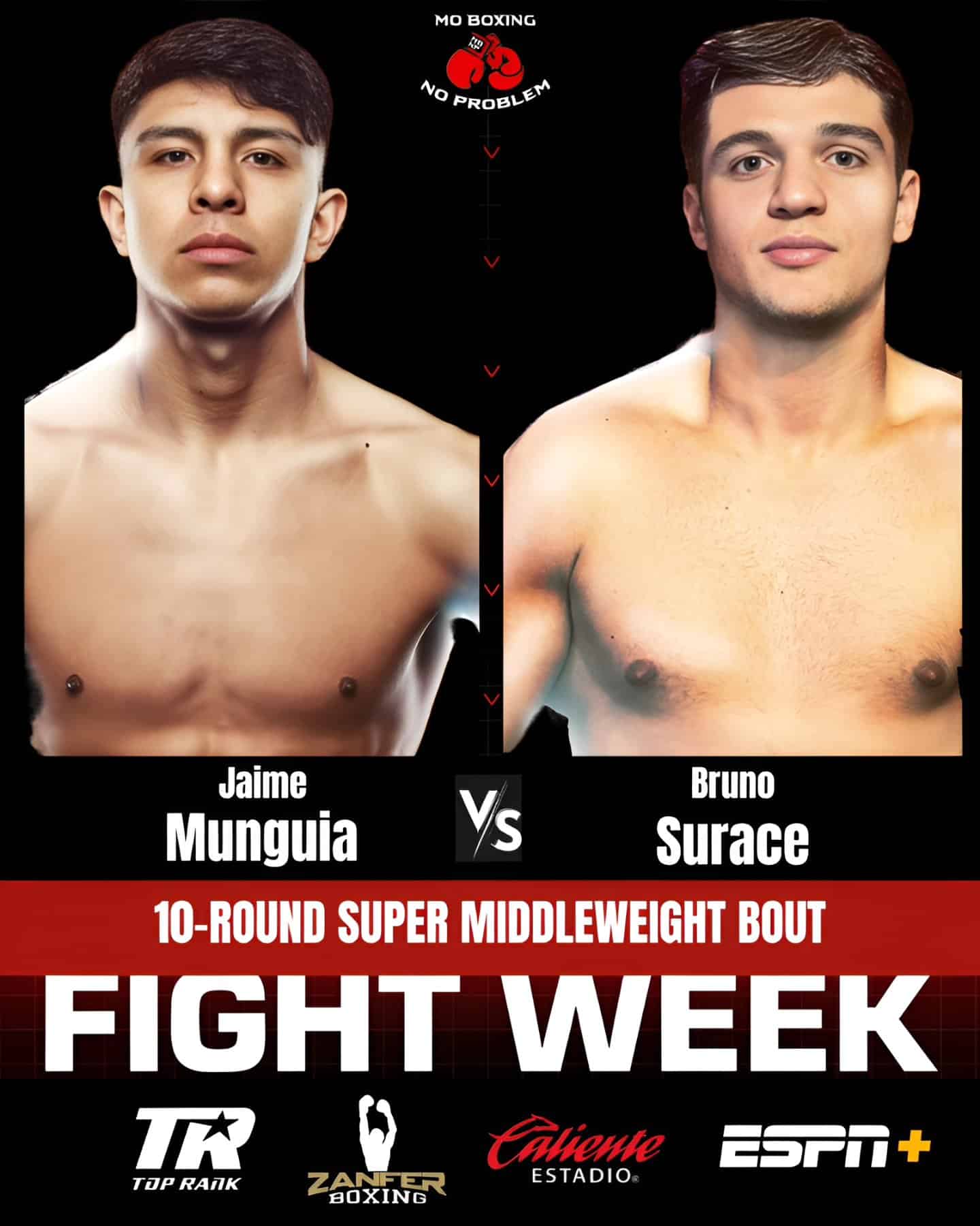 Jaime Munguía vs Bruno Surace, este sábado desde el Estadio Caliente.