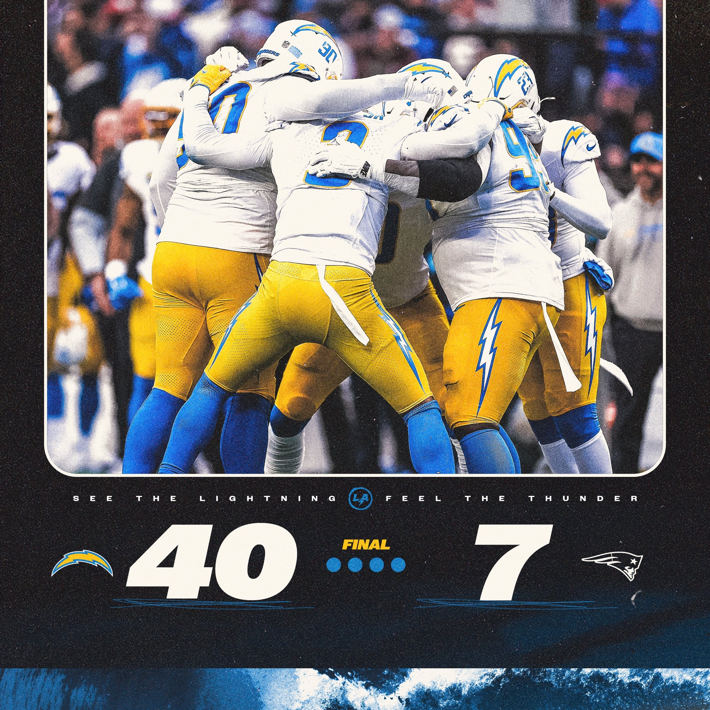 Los Chargers se aseguraron un lugar en los playoffs en la semana 17 con una victoria por 40-7 sobre los New England Patriots.