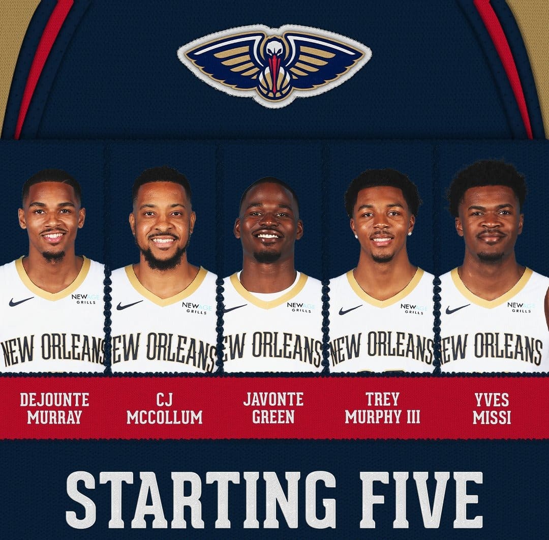 Quinteto titular de los New Orleans Pelicans de esta temporada.