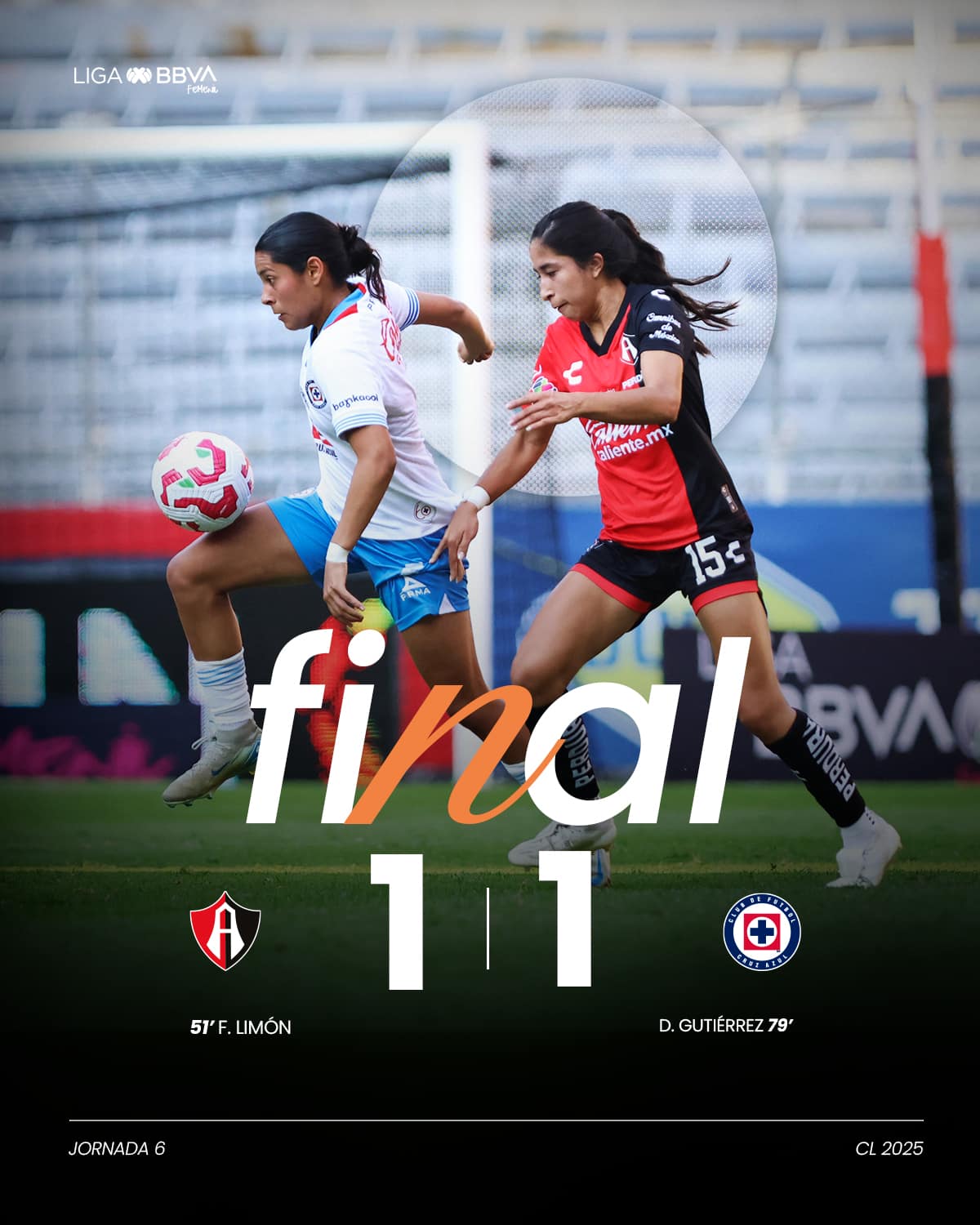 ATLAS VS CRUZ AZUL FEM CL2025 JORNADA 6