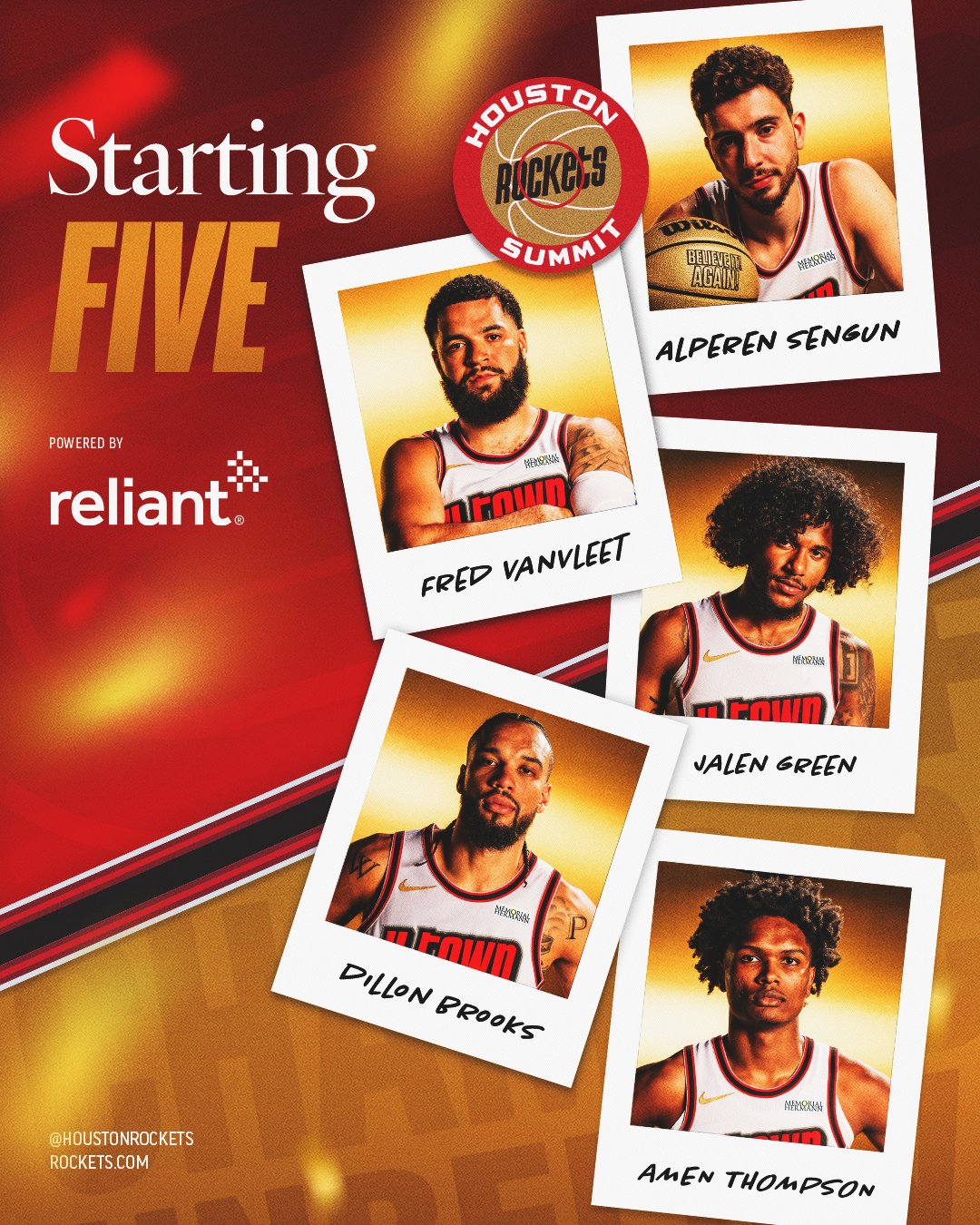 Quinteto titular de los Rockets para este martes.