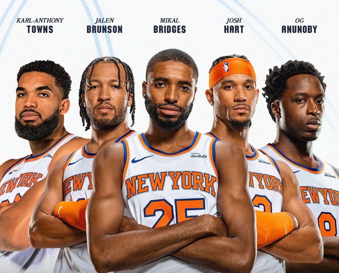 Quinteto titular de los Knicks para esta noche en su duela.