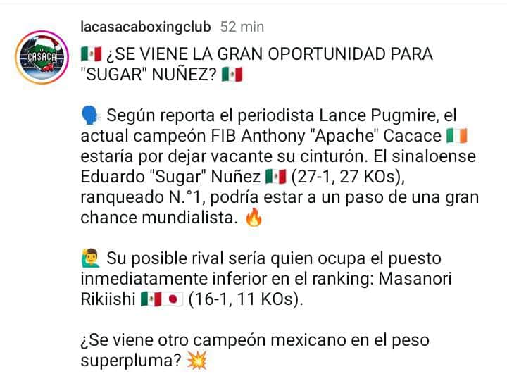 Sugar Núñez ya tendría su primer pelea de este 2025.