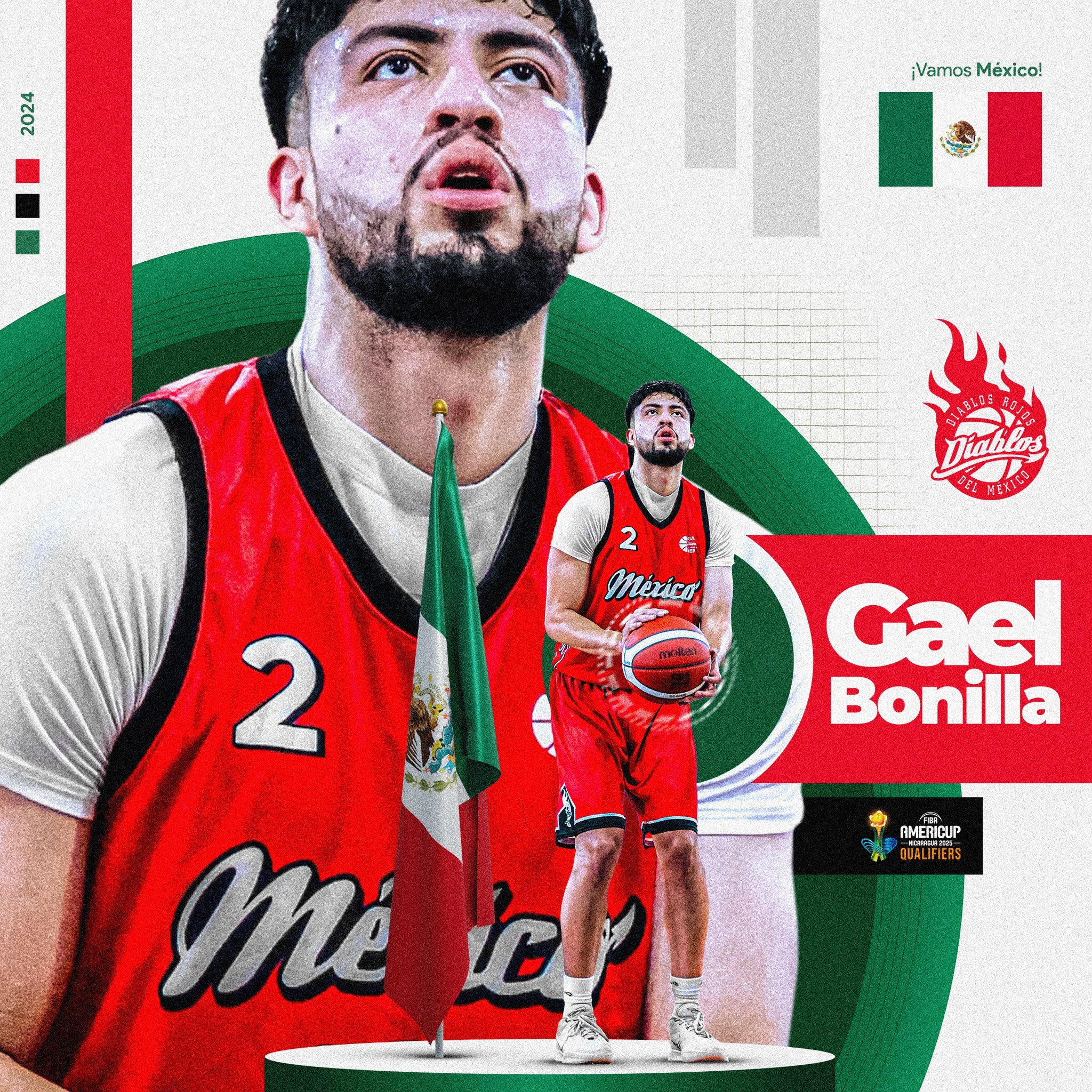 Gael Bonilla representan a México en el Clasificatorio de FIBA AmeriCup 2025.