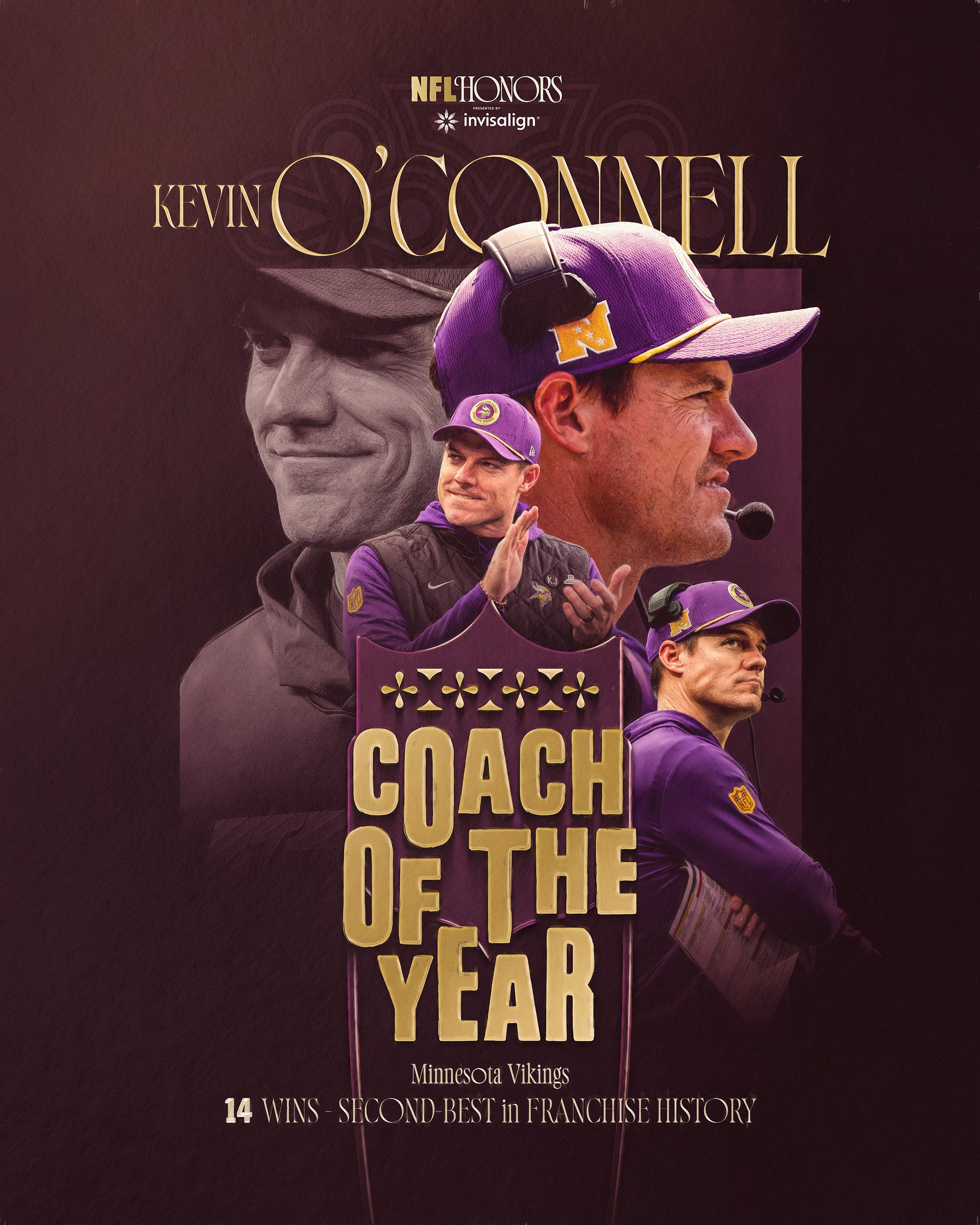 Kevin O'Connell ganó el premio de entrenador en jefe de los Vikings.