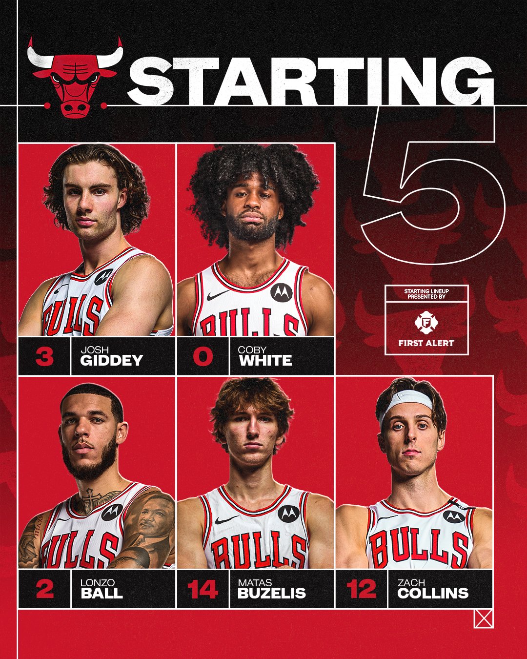 Posible alineación de los Chicago Bulls para hoy.