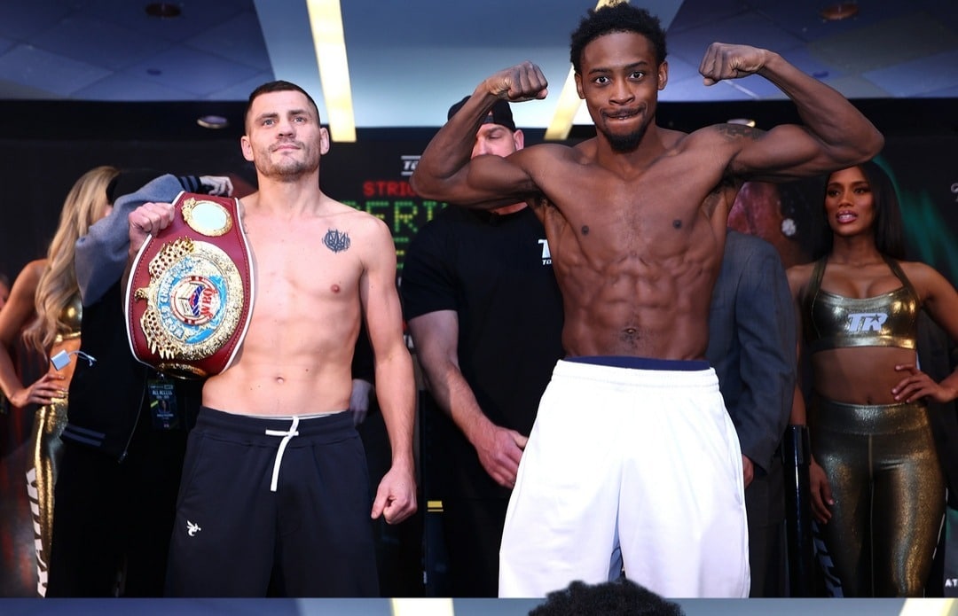 Denys Berinchyk y Keyshawn Davis dieron el peso con éxito antes de su pelea por el título mundial ligero de la OMB programada para este mismo viernes.