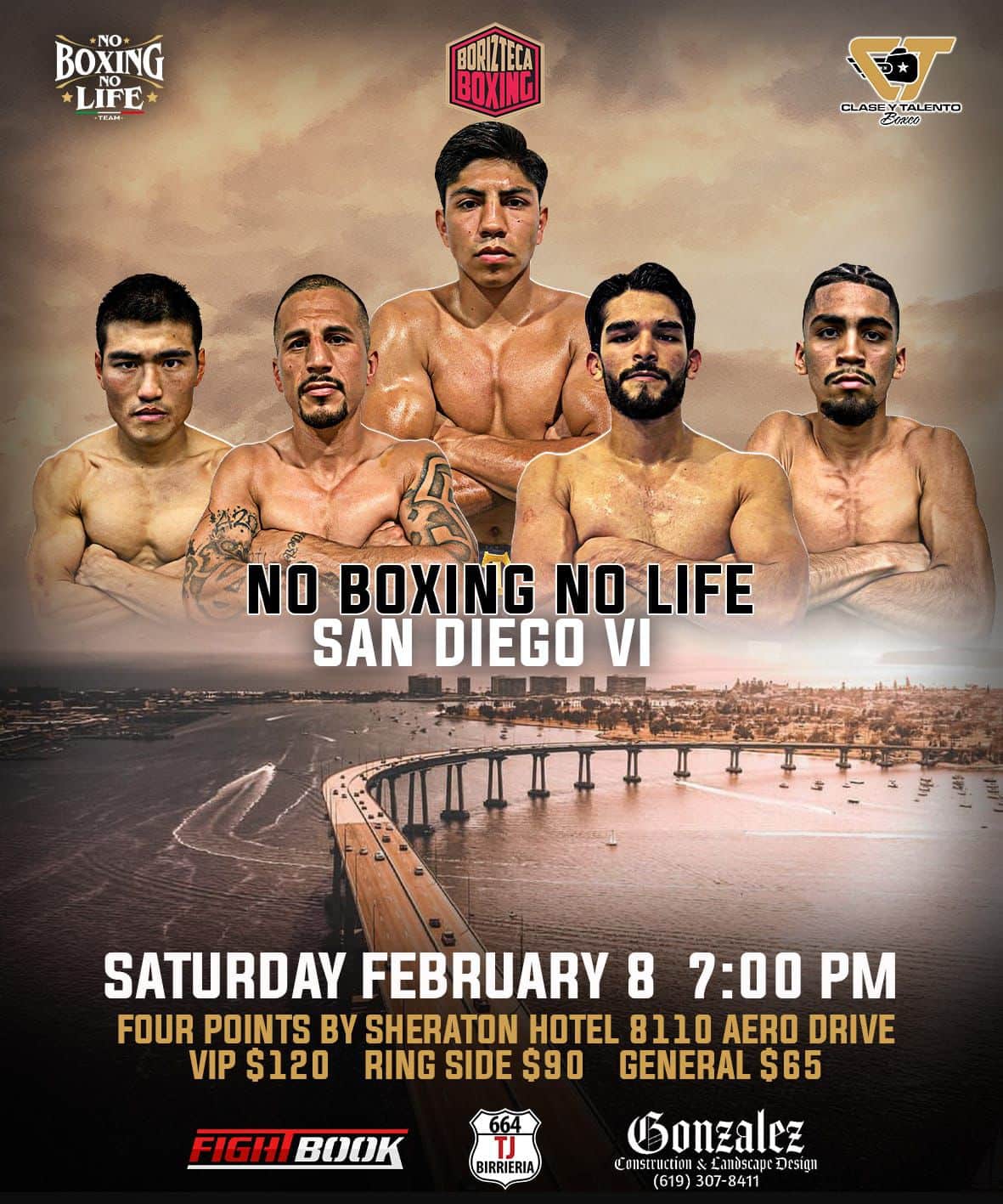 San Diego albergará una función de lujo de nueve peleas de No Boxing No Life.