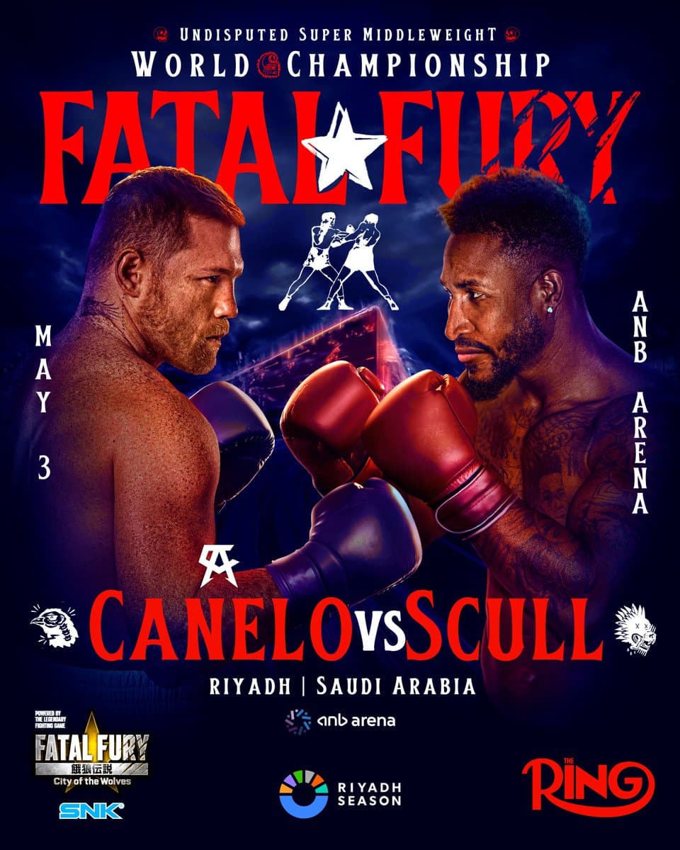 Saúl 'Canelo' Álvarez vs William Scull, es oficial y se realizará el 3 de Mayo en el Reino de Arabia Saudita.