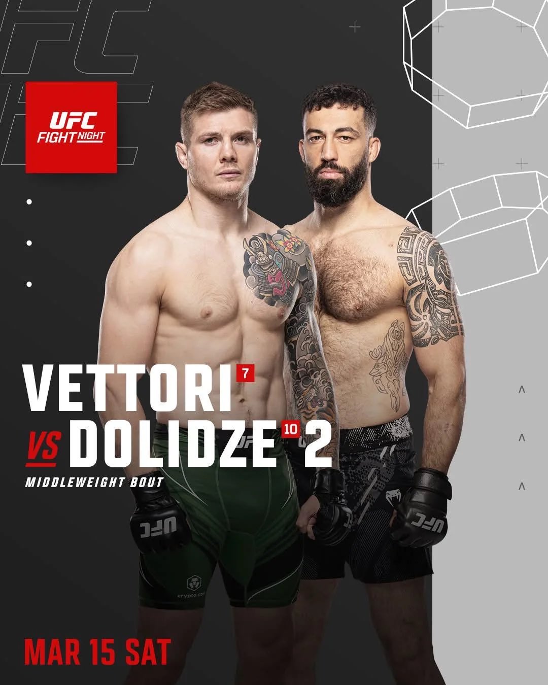 UFC Fight Night: Vettori vs. Dolidze 2 se disputa este fin de semana. 