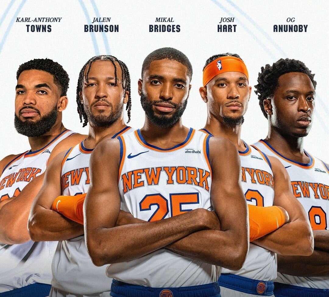 Quinteto titular de los New York Knicks de esta temporada.