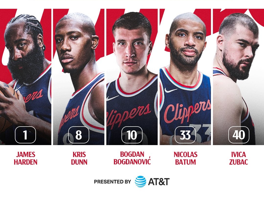 Los Ángeles Clippers y su quinteto titular para hoy.